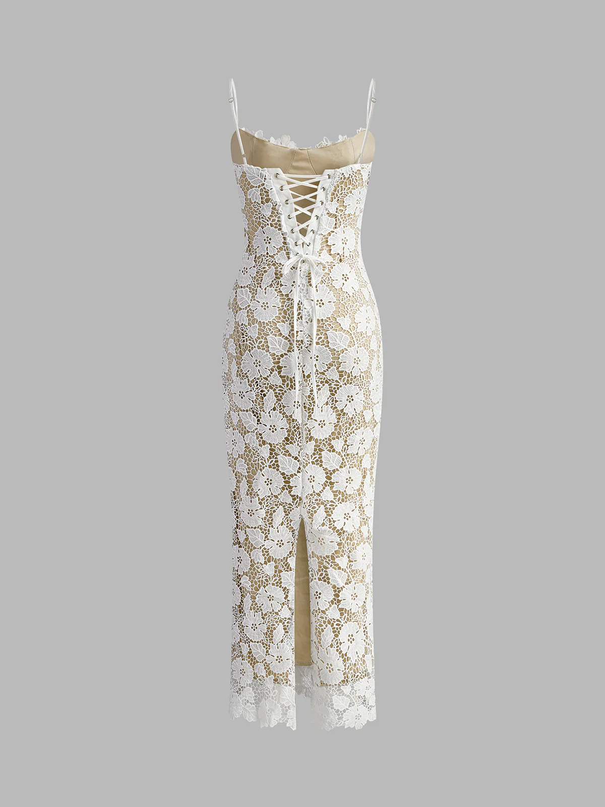 Semi-Sheer Double Layer Lace Cami Dress - Takermore