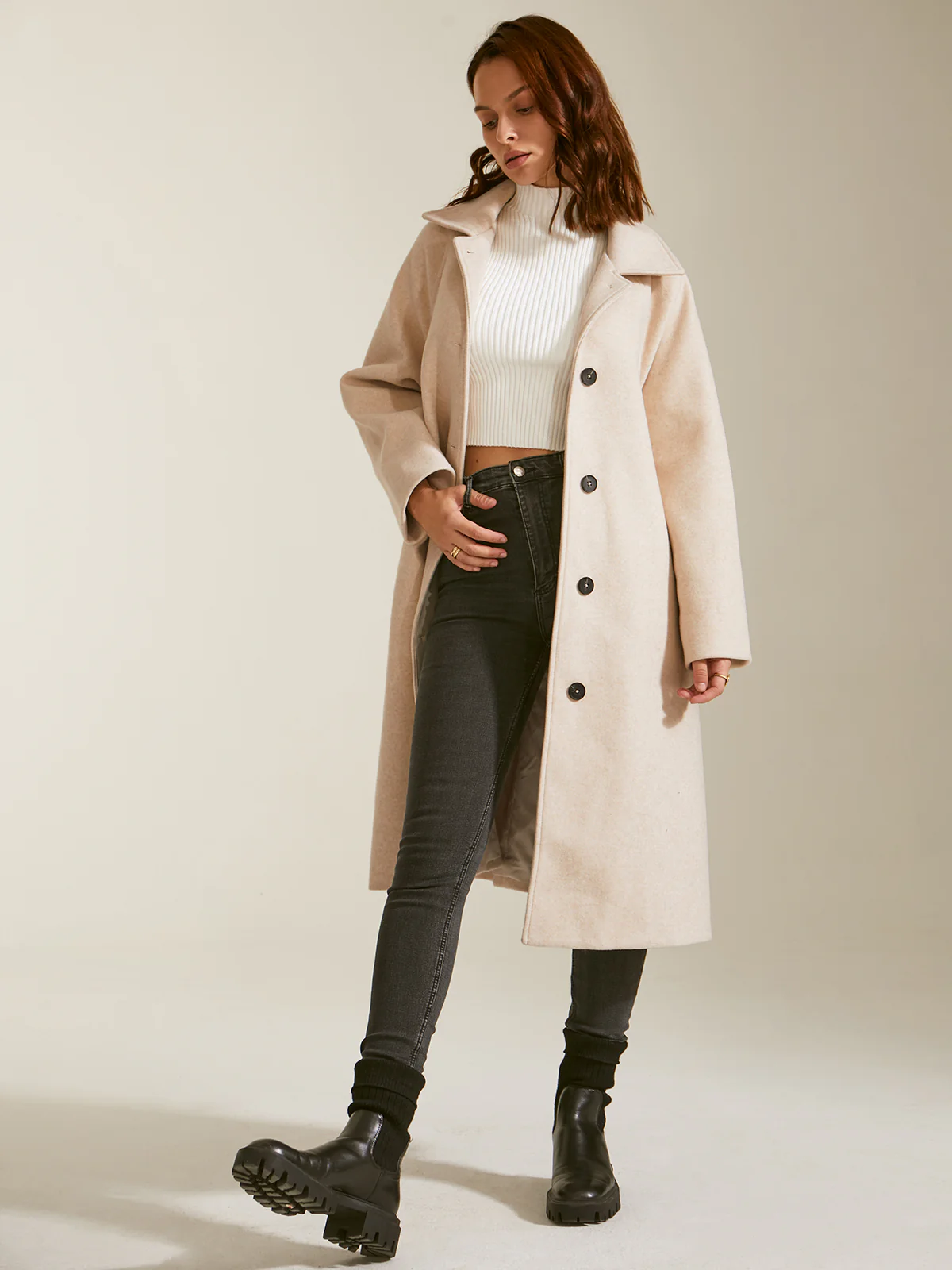 Brushed Wool Long Belted Overcoat - Takermore