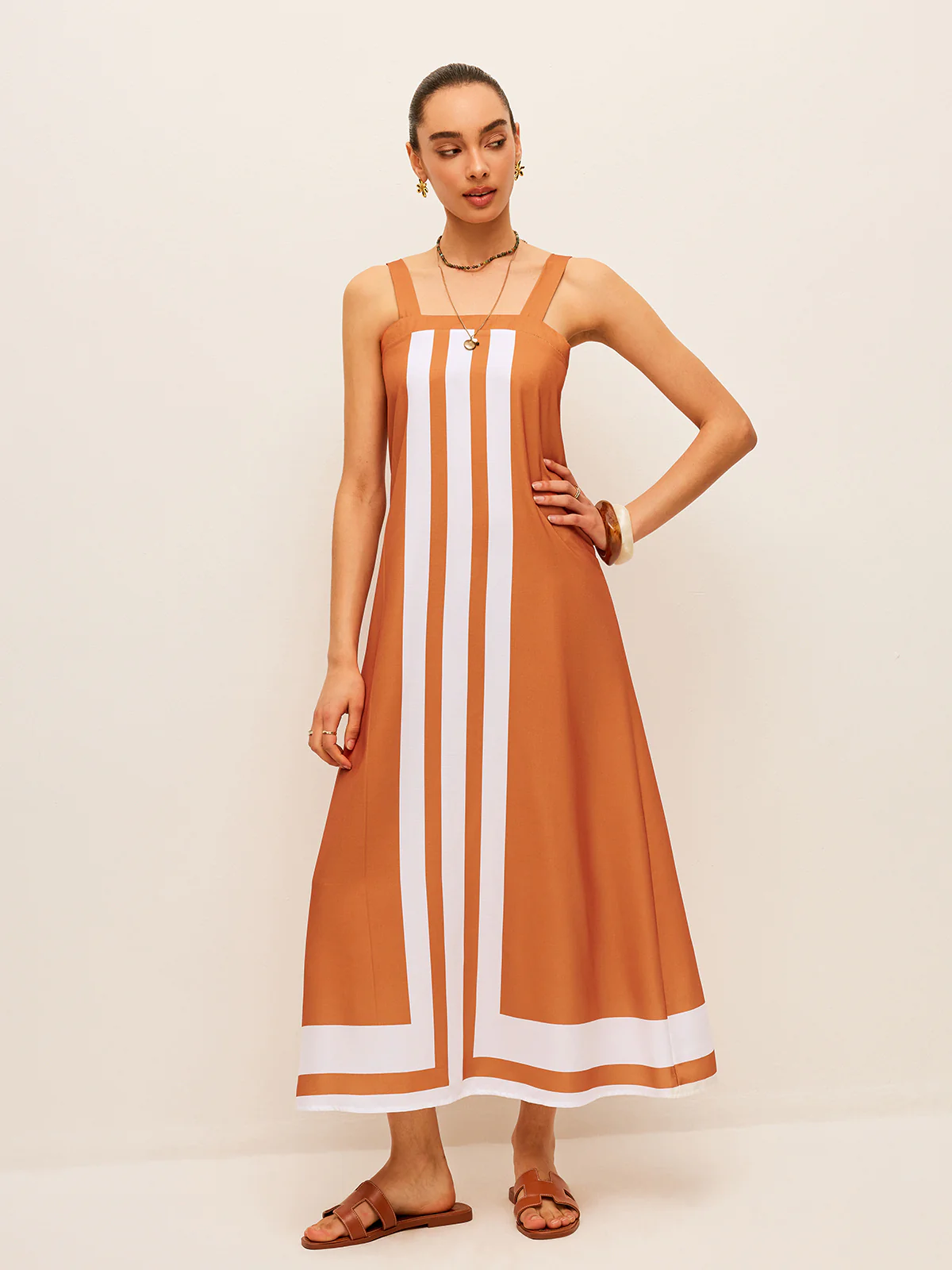 Color Block Square Neck Dress - Takermore