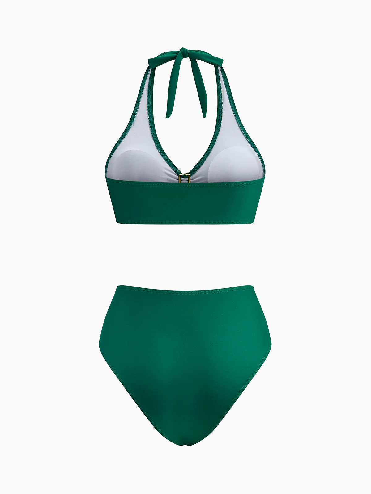 Metal Flower Detail Halter Bikini Set - Takermore