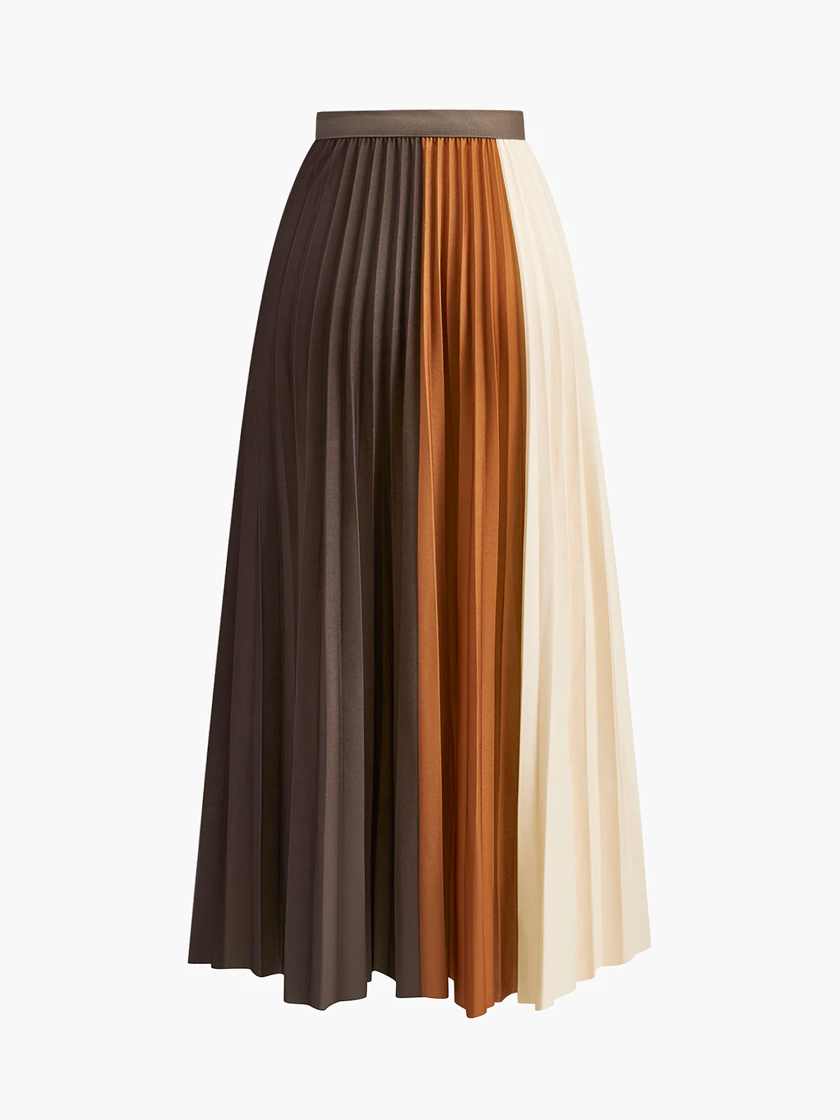 Color Block Pleated Skirt - Takermore