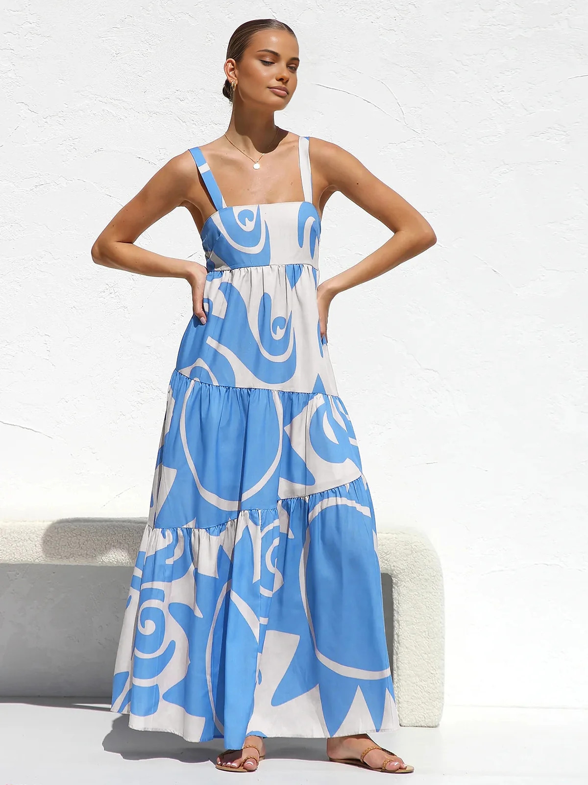 Sun Print Cami Long Dress - Takermore