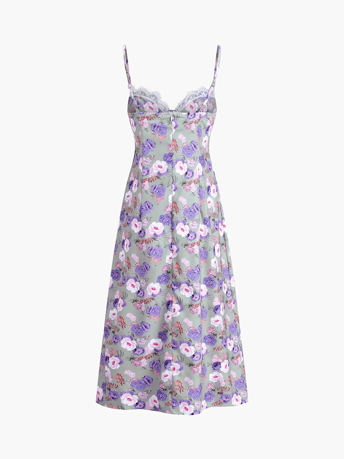Vintage Floral Slit Midi Dress - Takermore