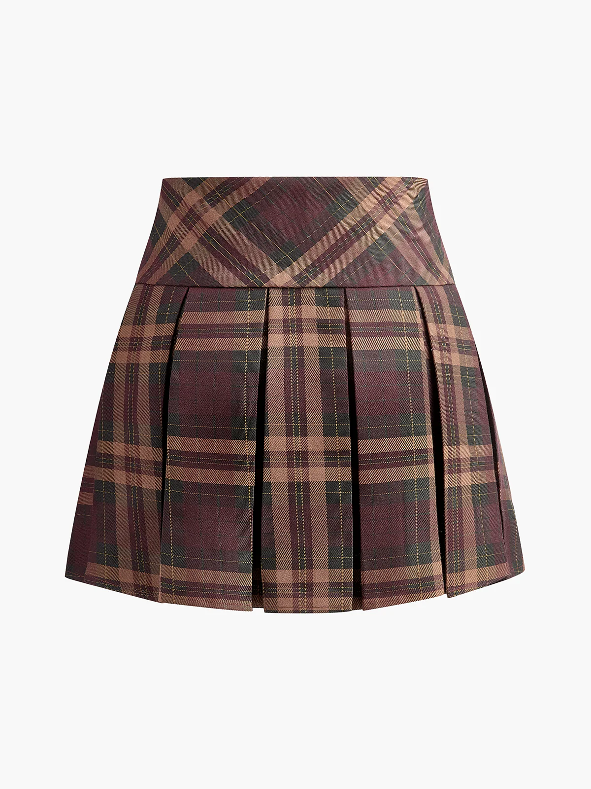 Checked Pleated Mini Skirt - Takermore