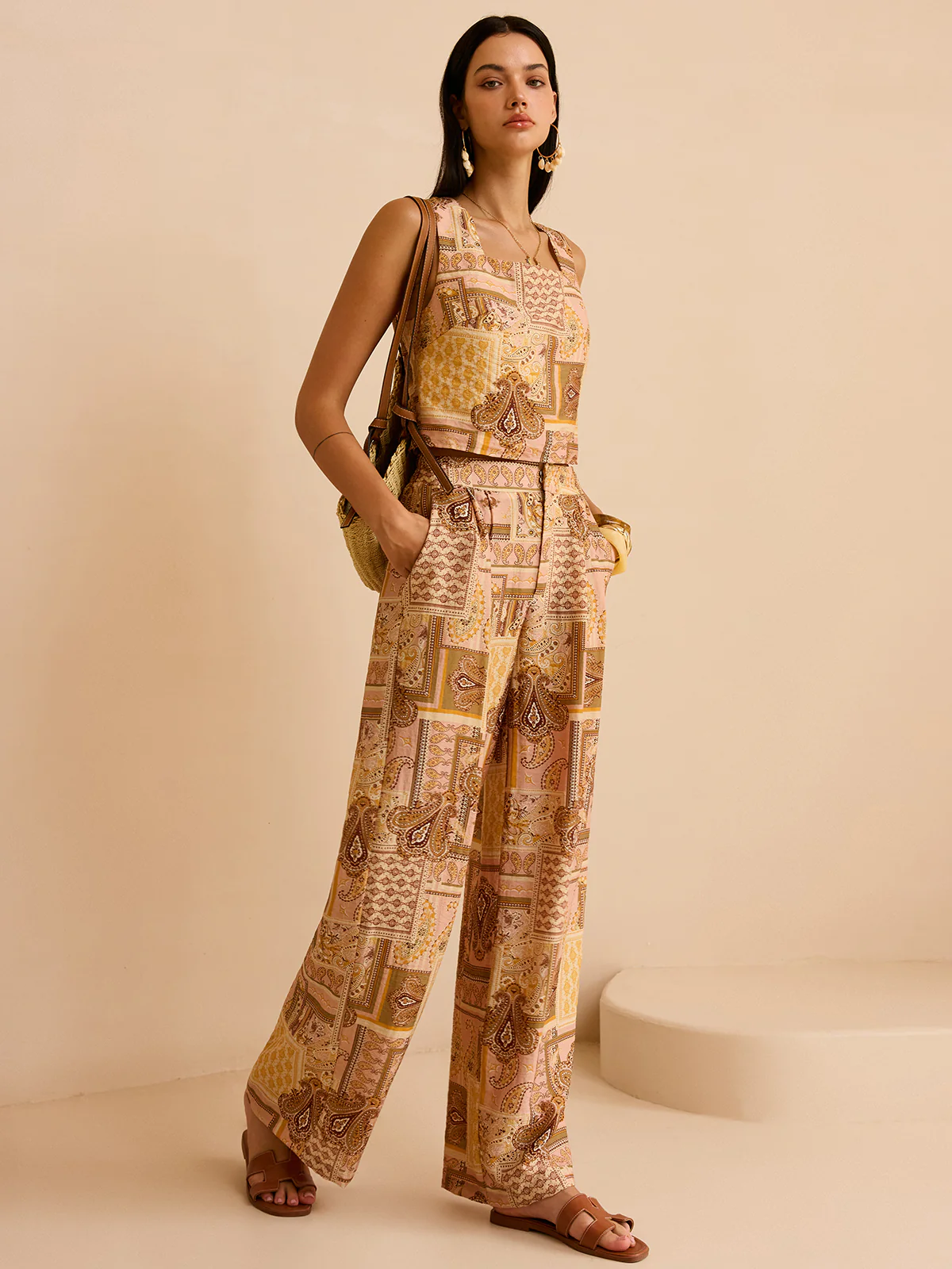 Ethnic Print Pants Set - Takermore