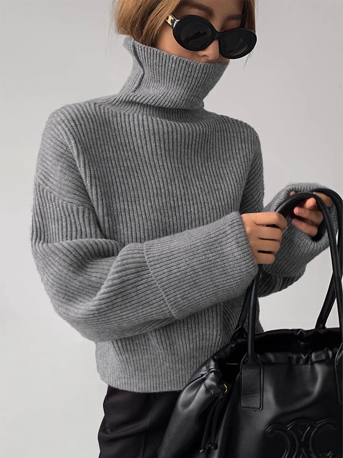 Turtleneck Ribbed Warm Sweater - Takermore