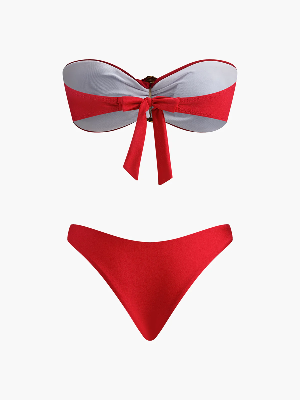 Metal-Detail Bow Bandeau Bikini - Takermore