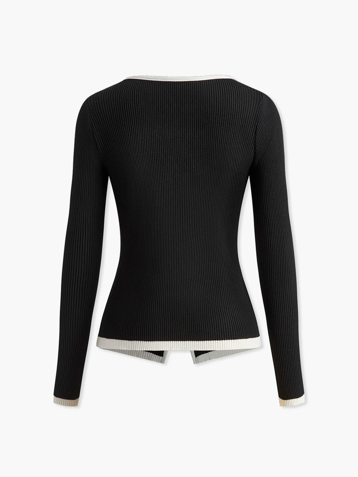 Contrast Trim Double-Zipper Knit Top - Takermore