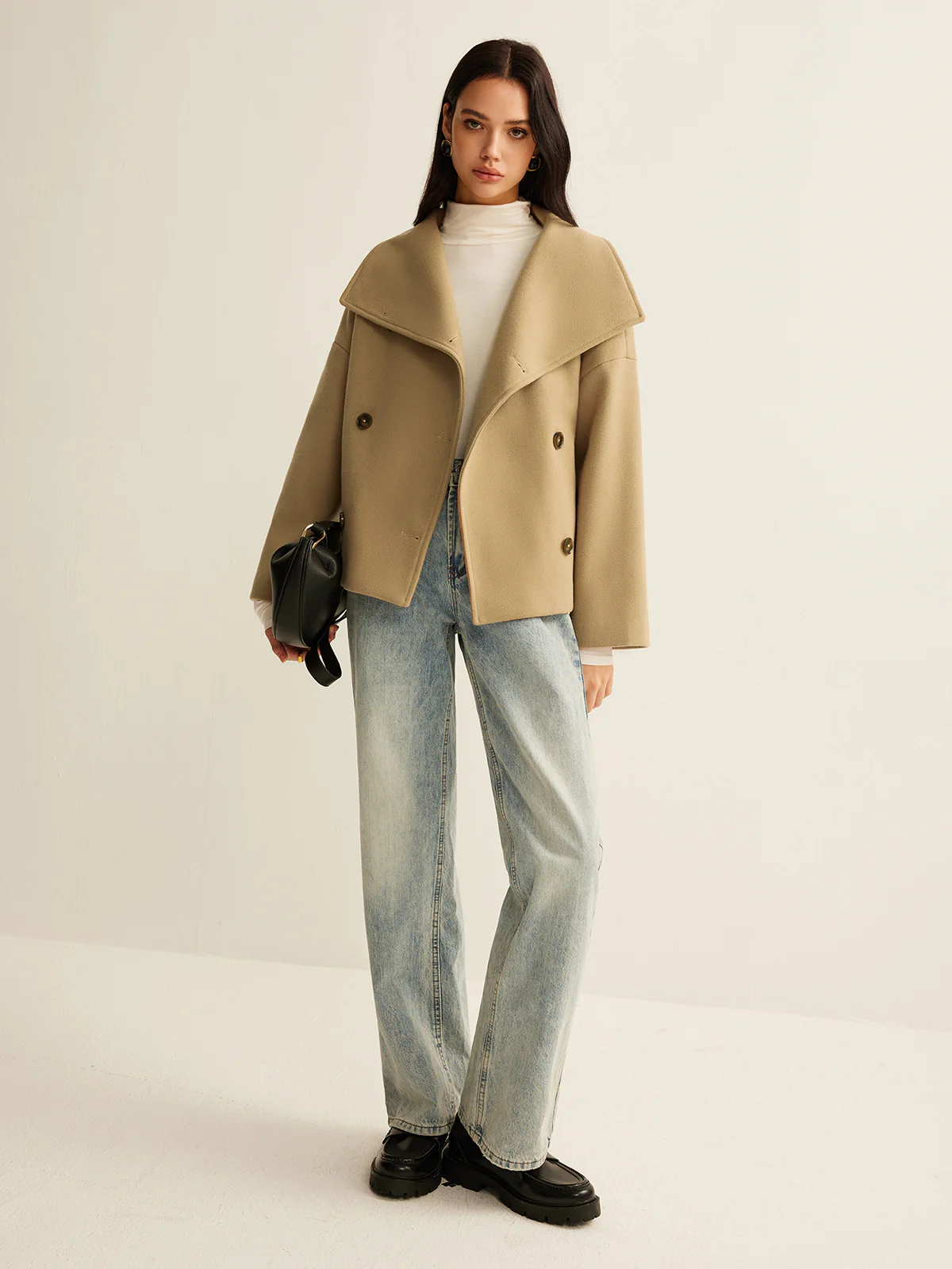 Large Collar Tweed Coat - Takermore