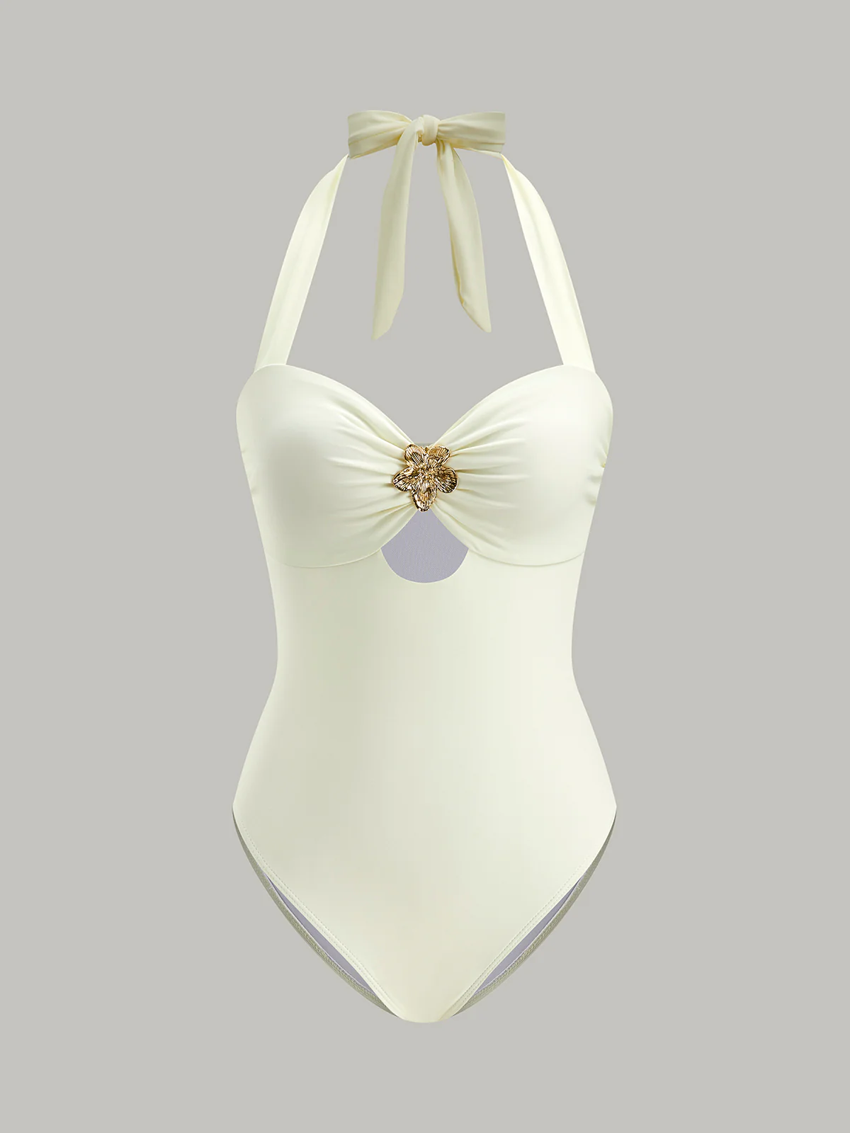 Bow Tie Halter One-Piece Swimsuit - Takermore