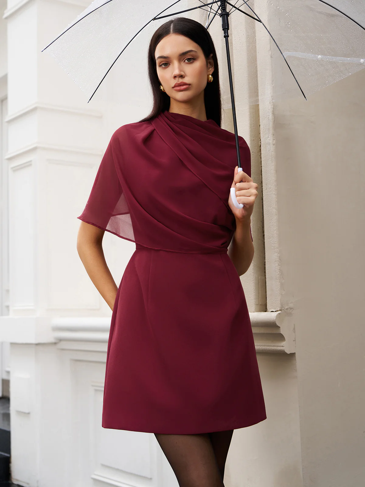 Funnel Neck Backless Zipper Dress - Takermore