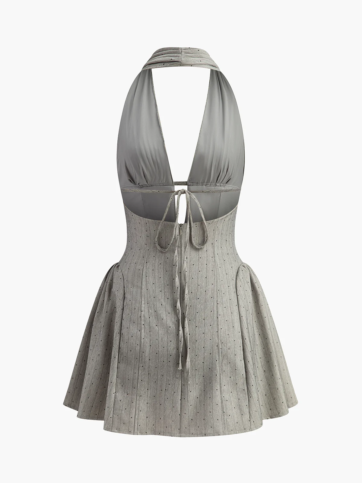 Back Tie Halter Pleated Dress - Takermore