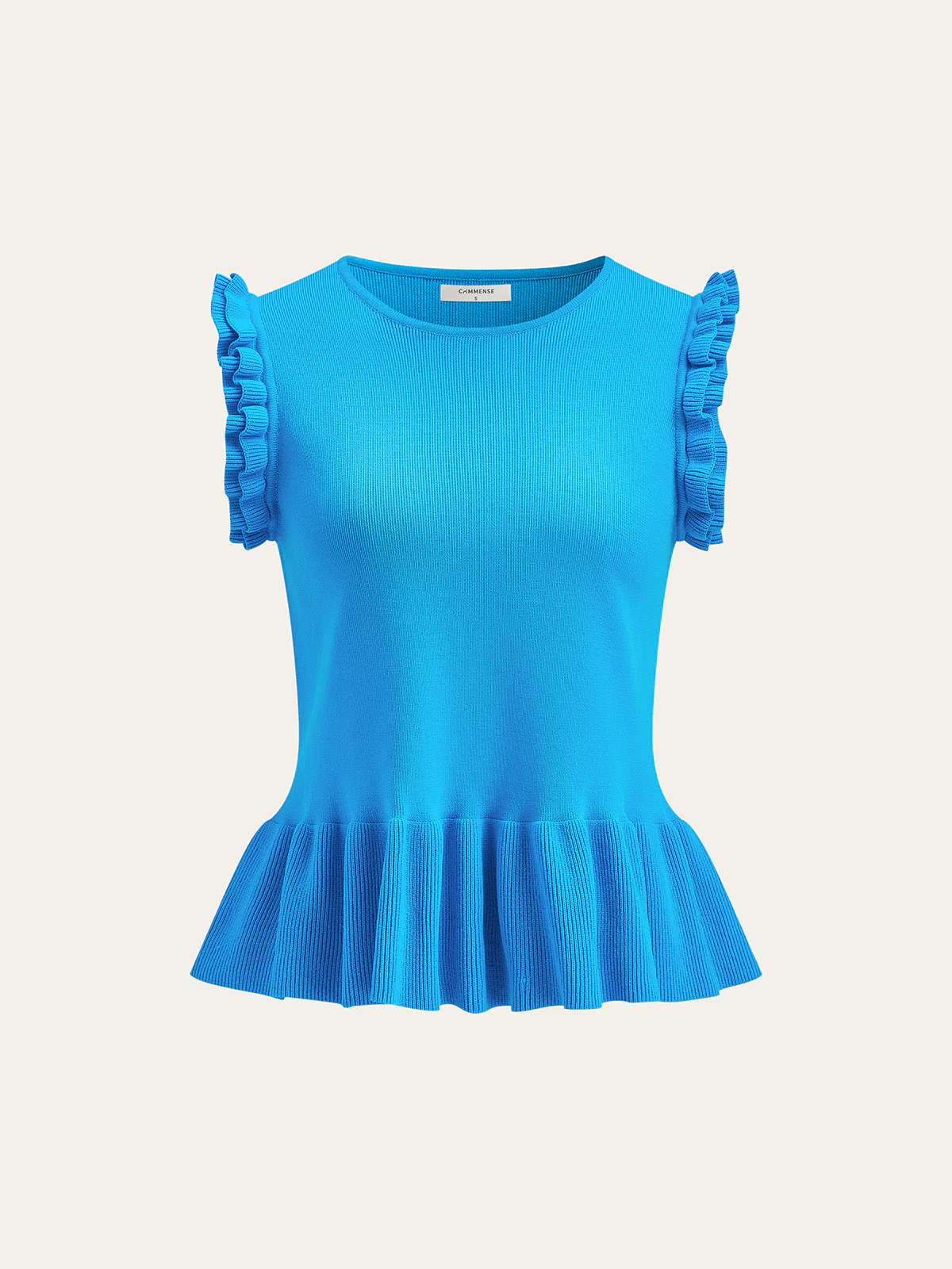 Ruffled Sleeve Peplum Hem Knit Top - Takermore