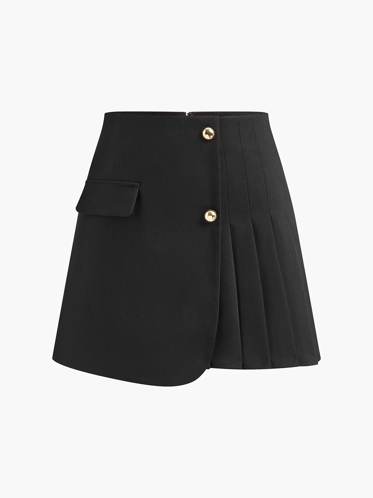 Asymmetrical Pleated Zipper Skirt - Takermore