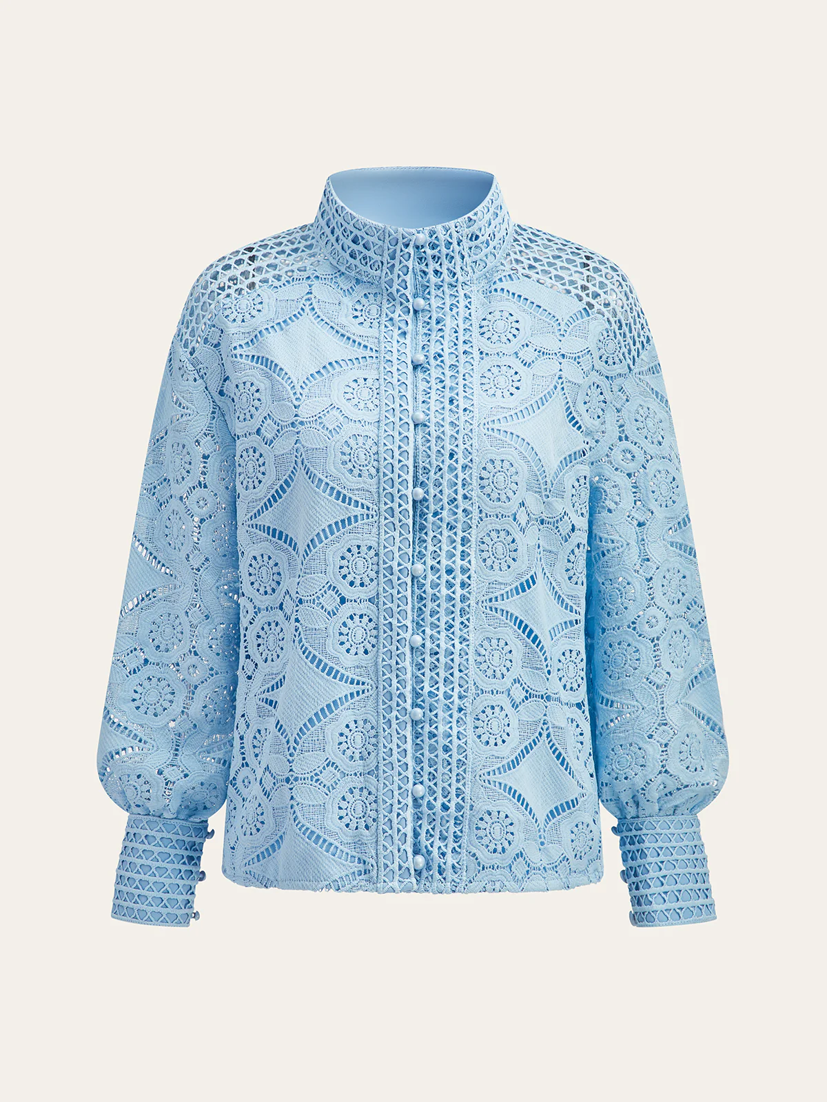 Lace Puff Sleeve Shorts Set Without Belt - Takermore