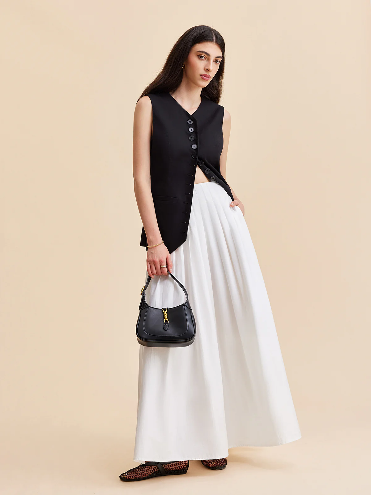 Pleated Cotton A-Line Skirt - Takermore