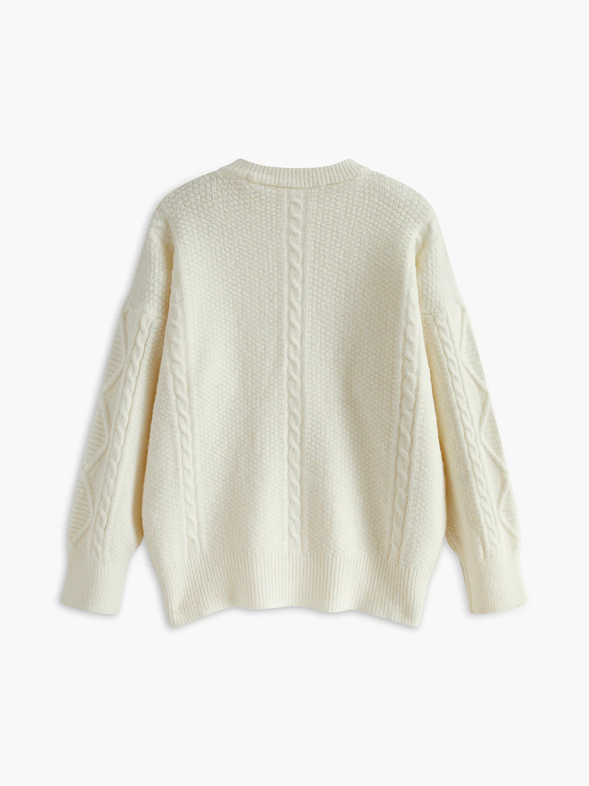 Crew Neck Plain Cable Sweater - Takermore