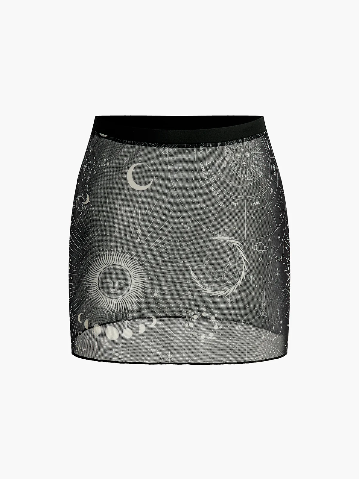 Astrology Print Sheer Skirt - Takermore