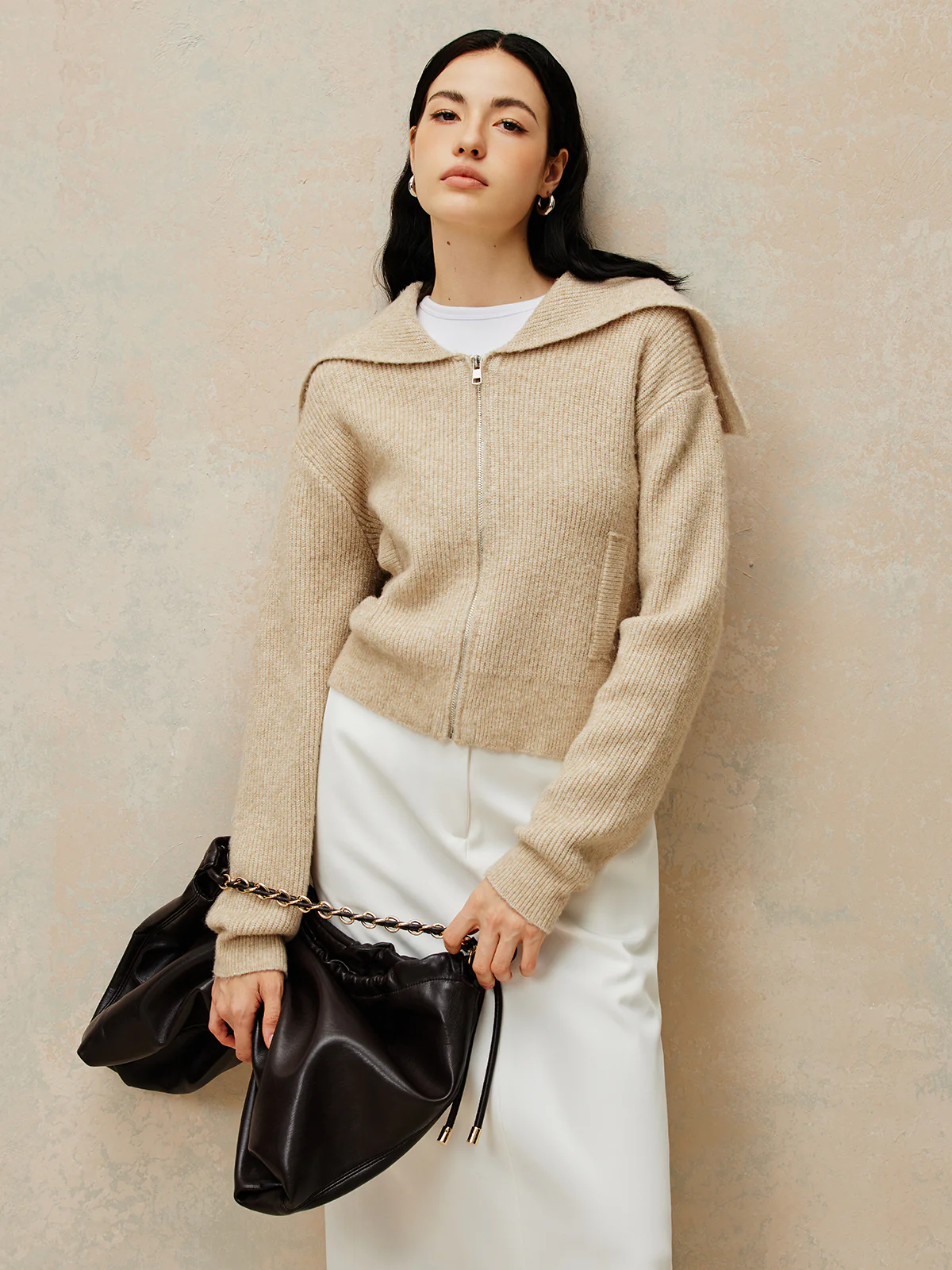 Zipper Pluffy Knit Outerwear - Takermore