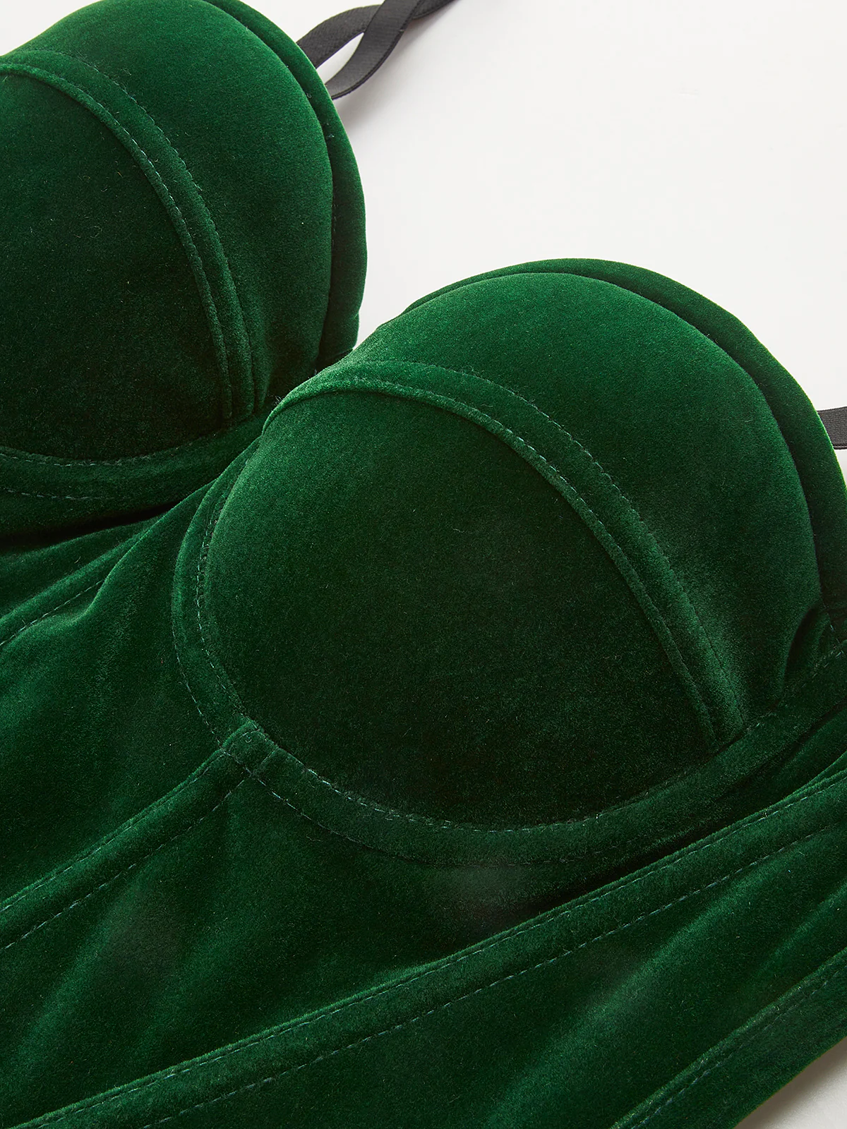 Velvet Piping Zipper Corset - Takermore