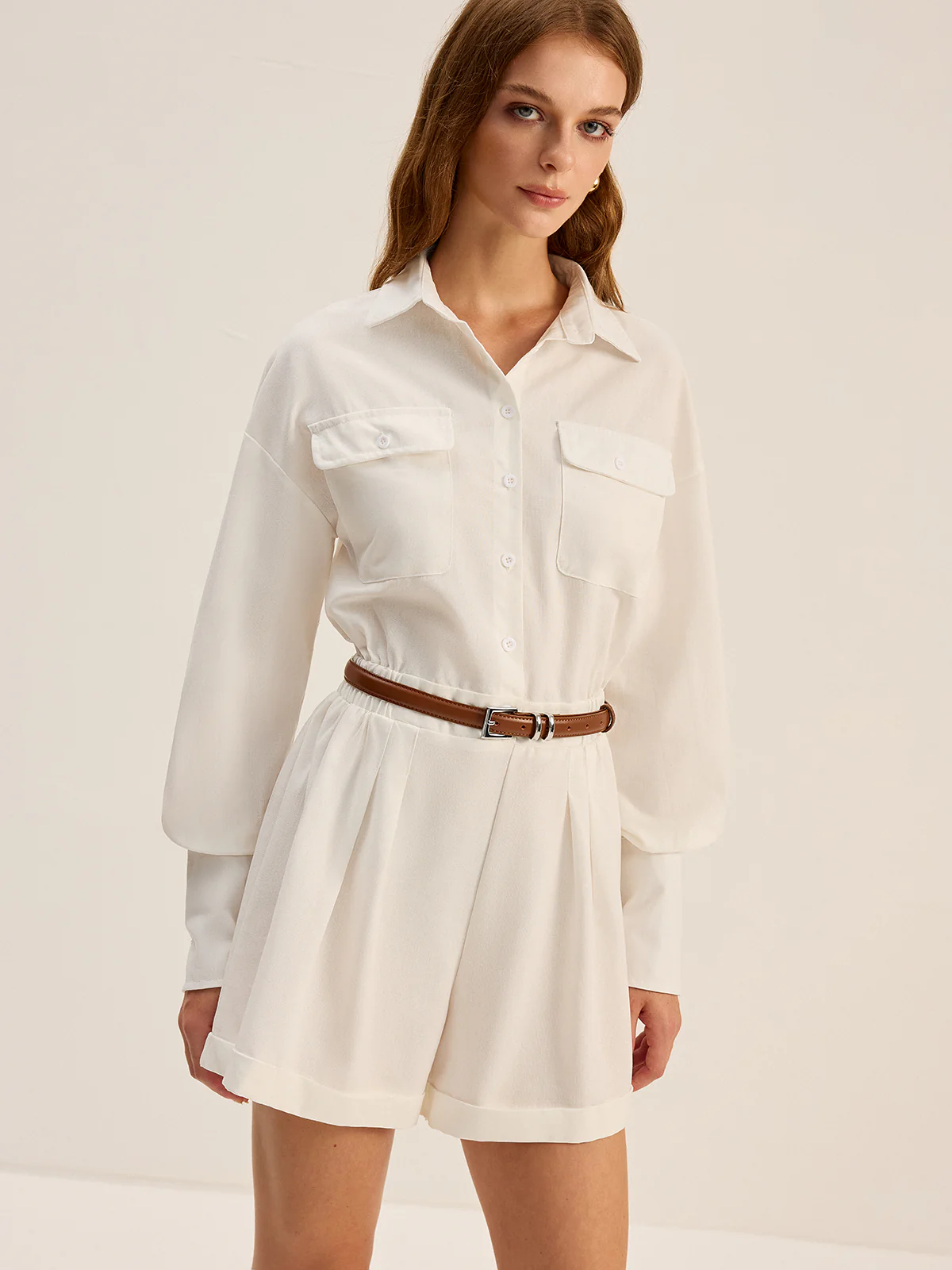 Shirt Style Jumpsuit Without Belt - Takermore
