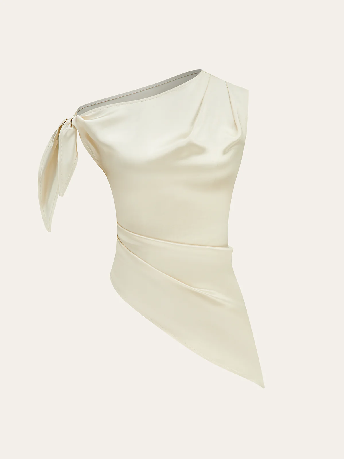 One-Shoulder Asymmetric Hem Top with Bow Detail - Takermore