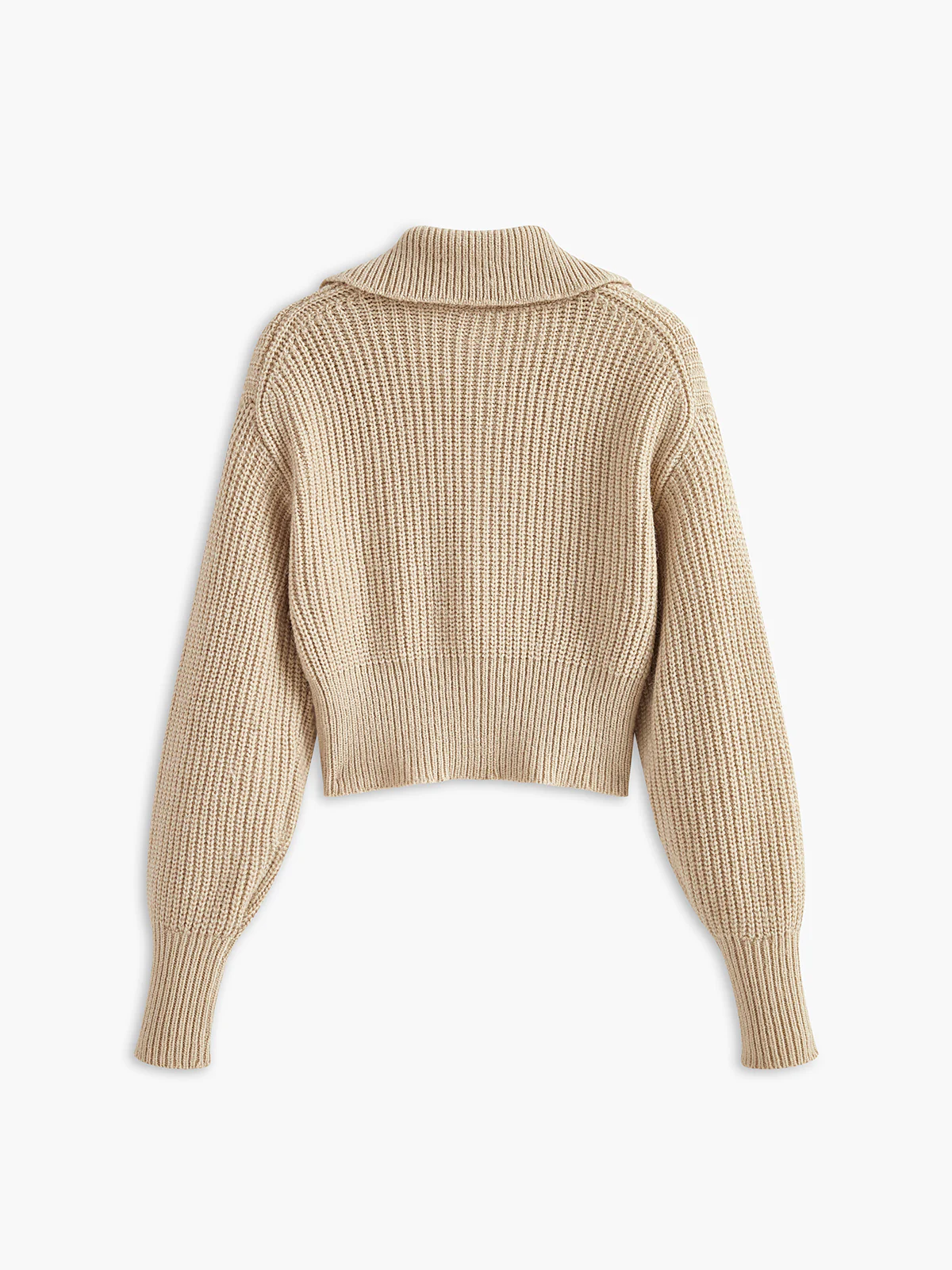 Ribbed Zipper Lapel Cardigan - Takermore