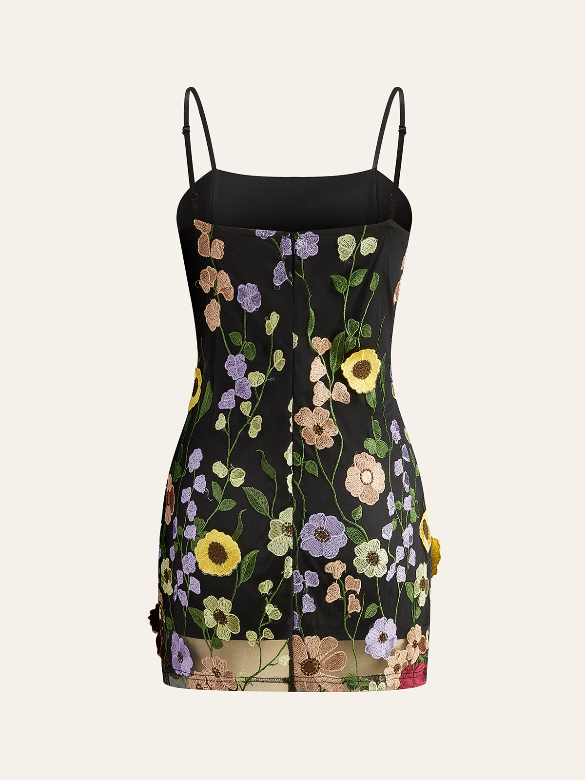 Colorful Floral Embroidered Mesh Dress - Takermore