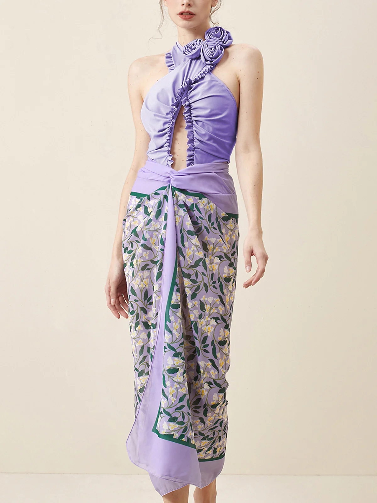 Floral Beach Cover Up Wrap Skirt - Takermore