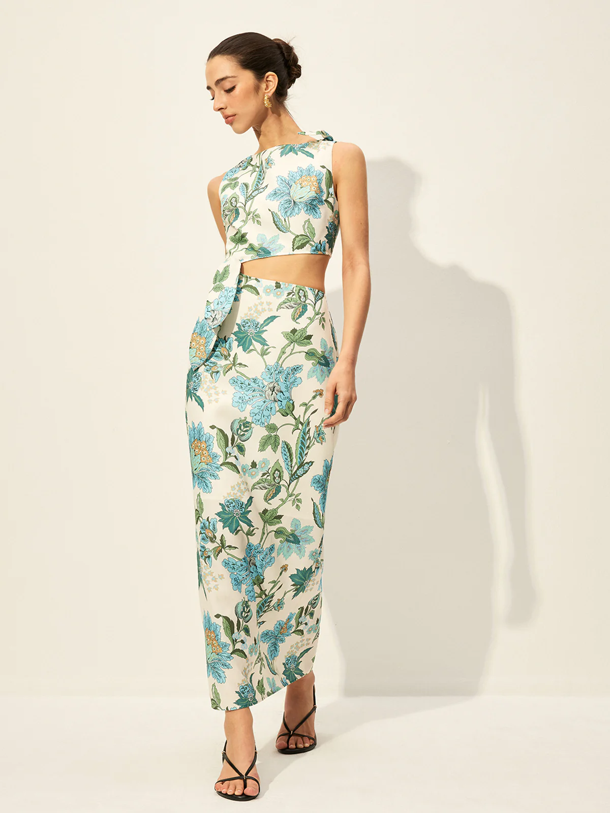 Floral Print Cut-Out Dress - Takermore
