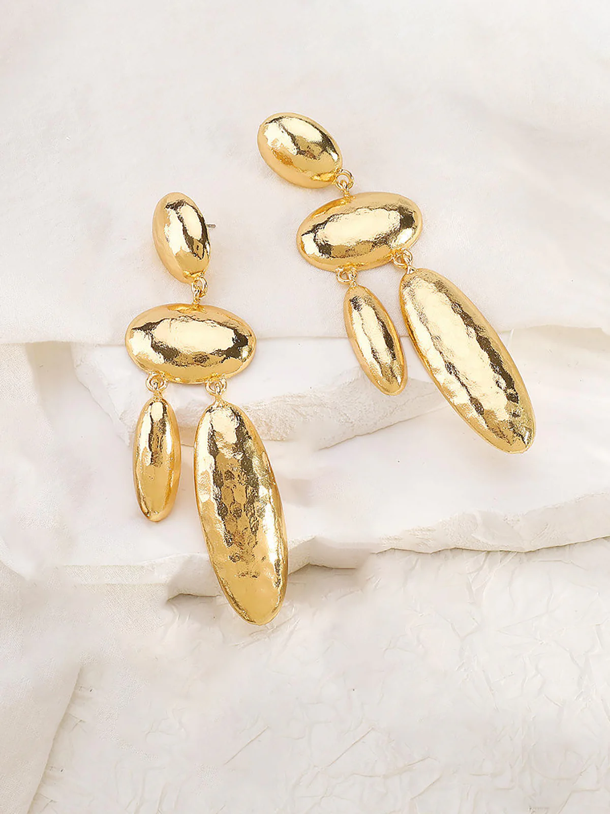 Long Alloy Geometric Drop Earrings - Takermore