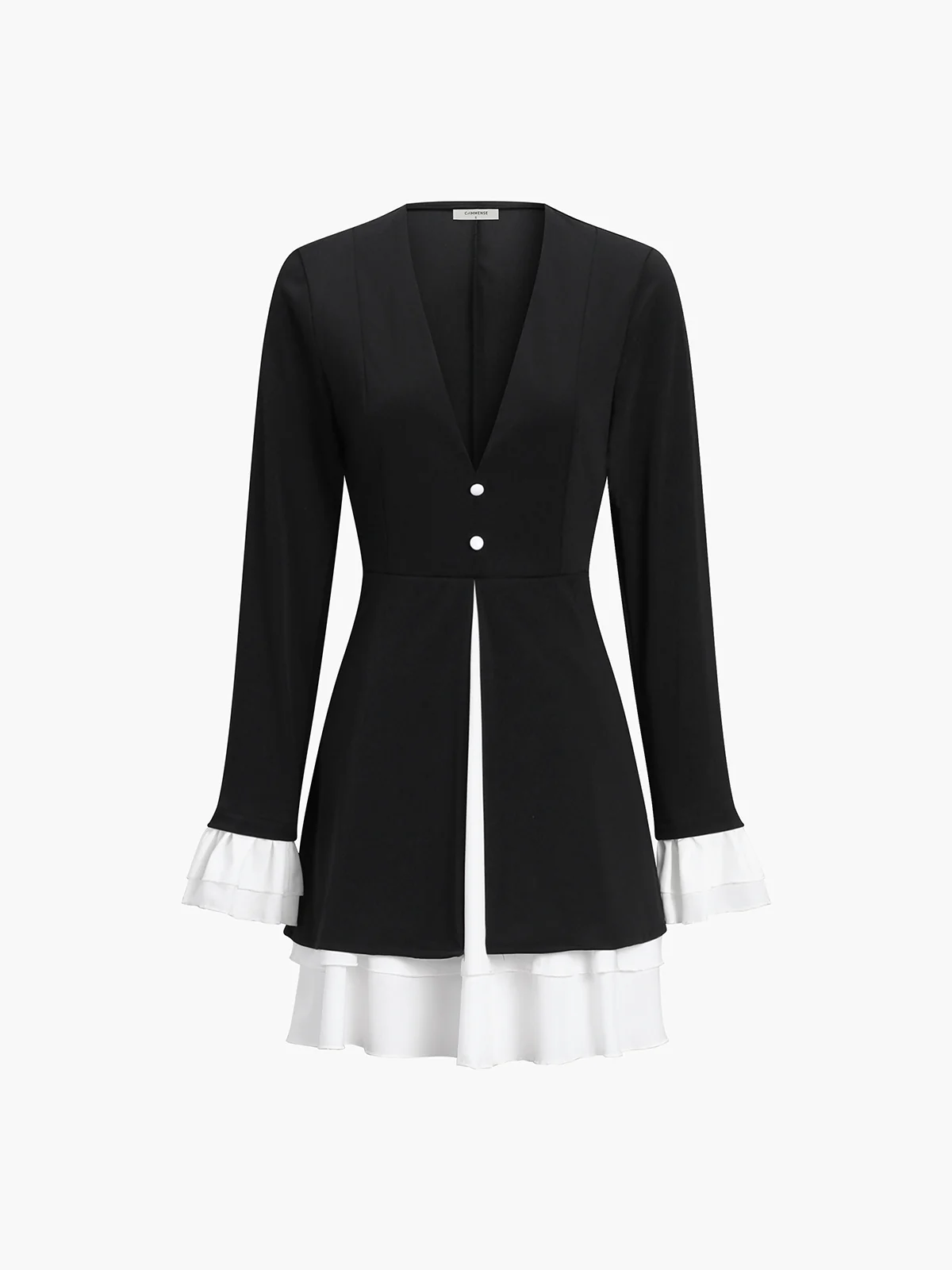 Blazer V-Neck Buttoned Short Dress - Takermore