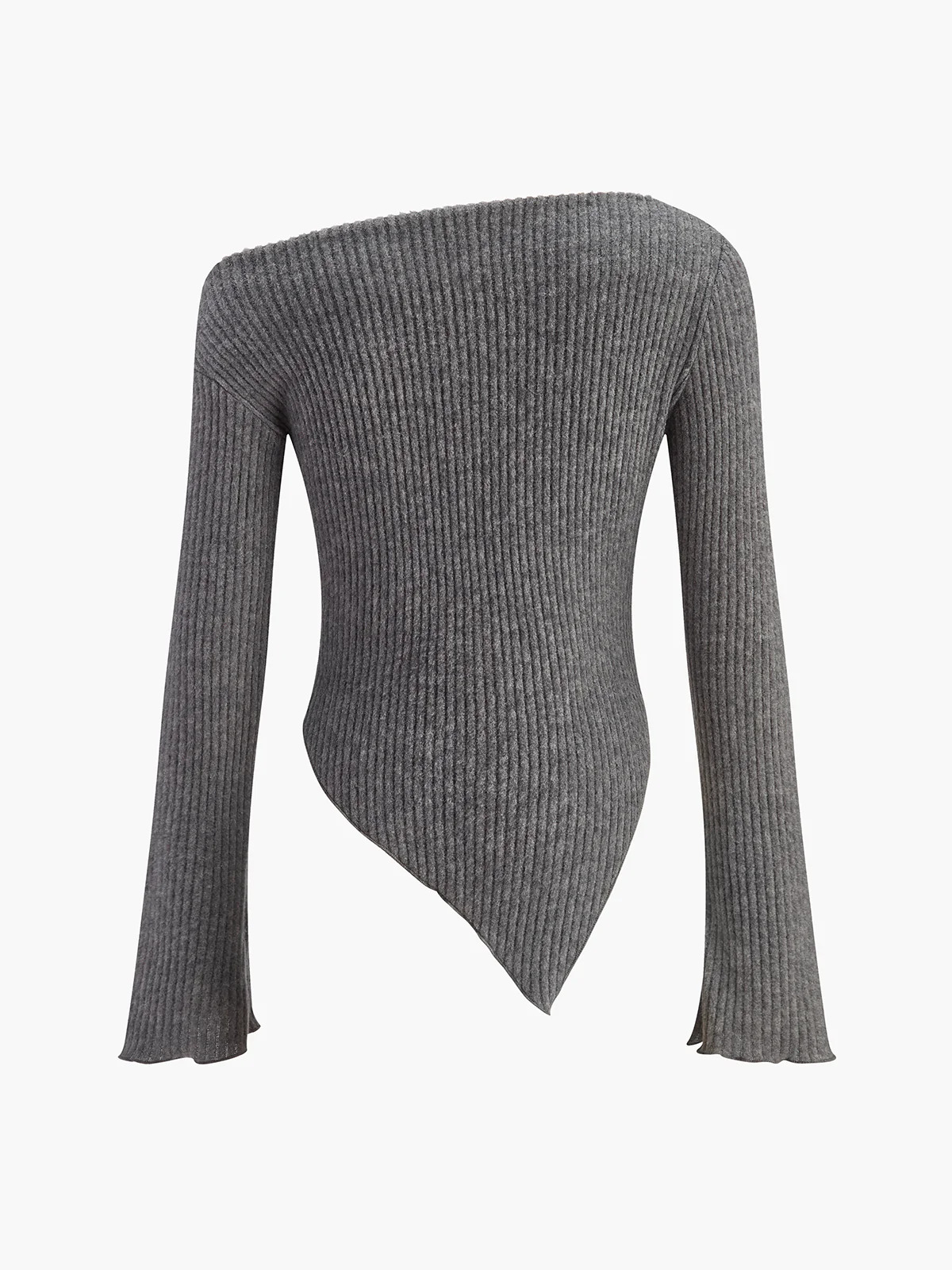 Cold-Shoulder Asymmetrical Slim Knit Top - Takermore