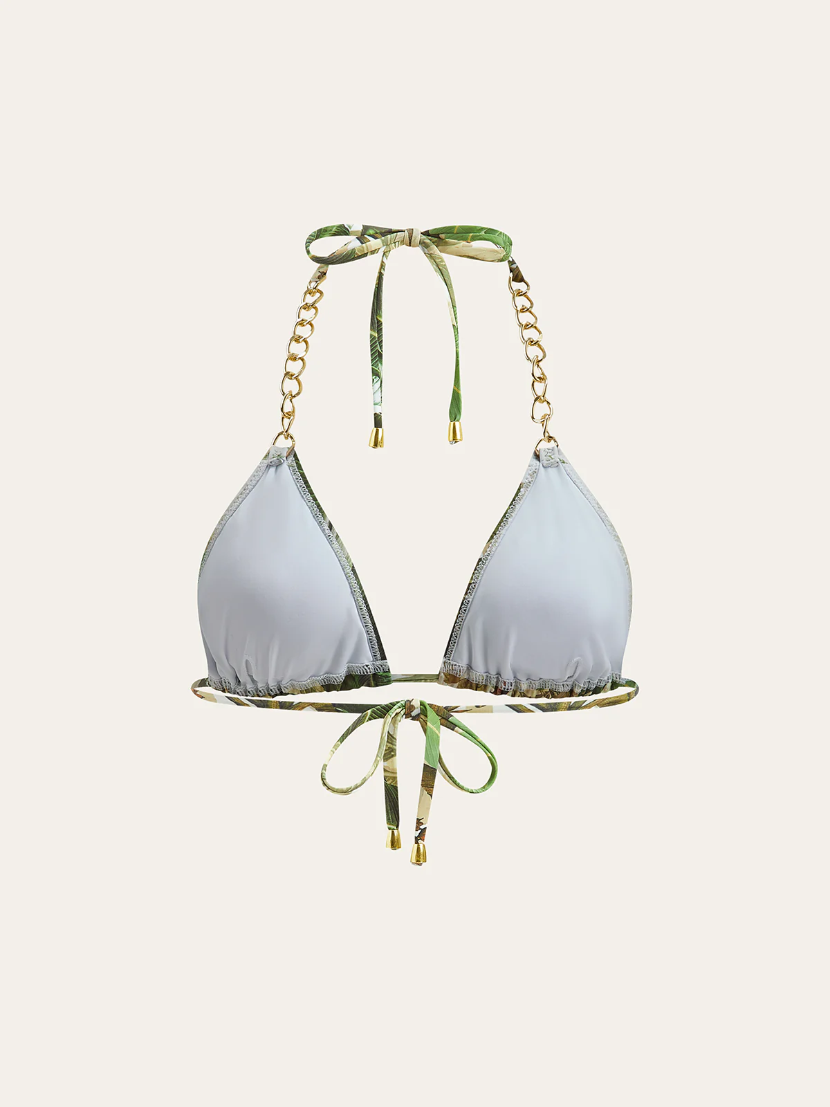 Print Chain Straps Triangle Bikini Top - Takermore