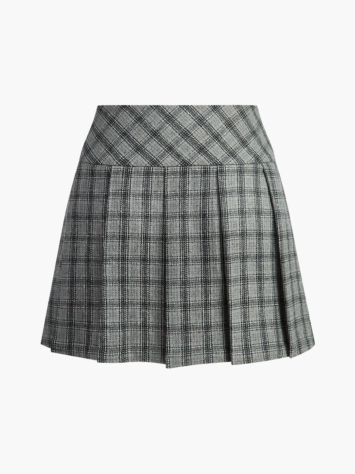 Checked Pleated Zipper Mini Skirt - Takermore