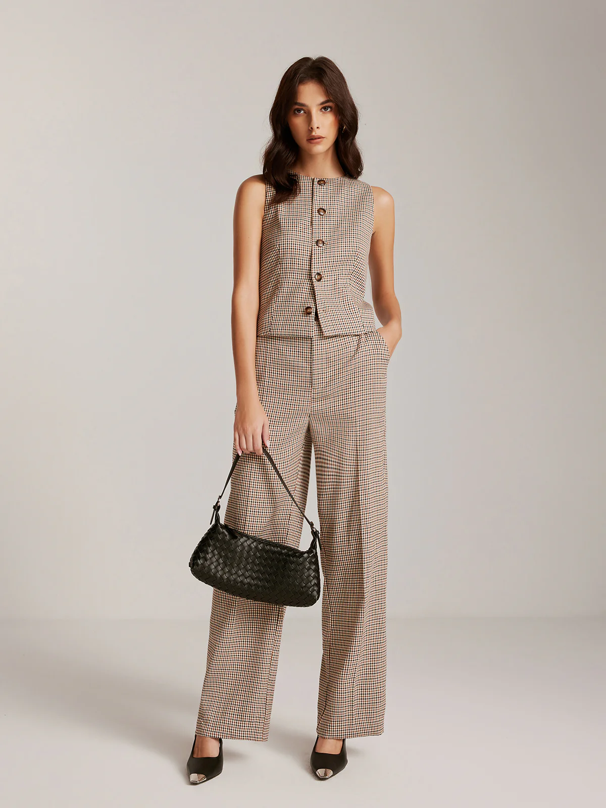 Elegant Plaid Button Vest - Takermore