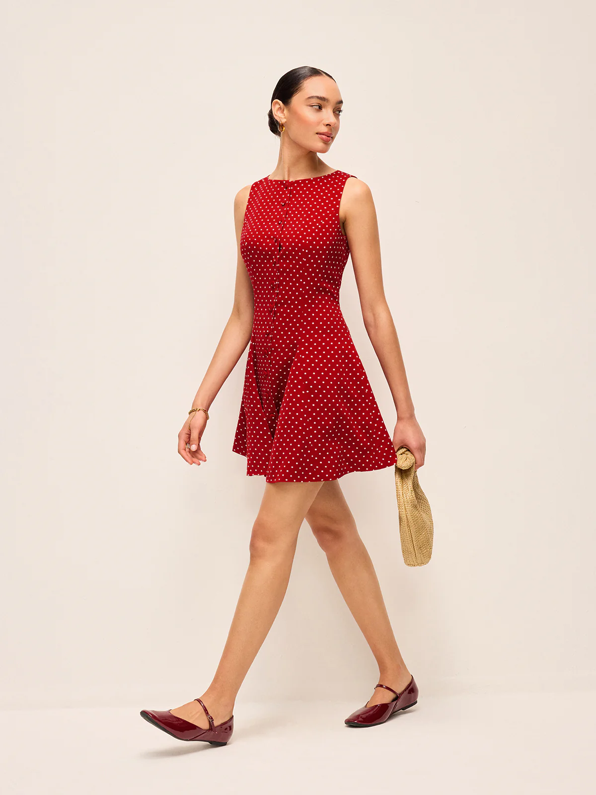 Polka-Dot Sleeveless Tie-Back Dress - Takermore