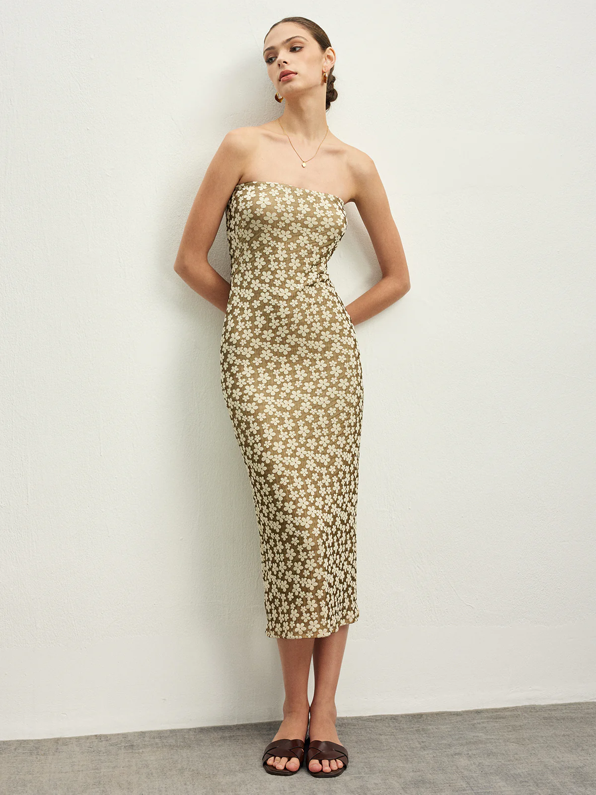 Mechanism Knitting Floral Tube Dress - Takermore