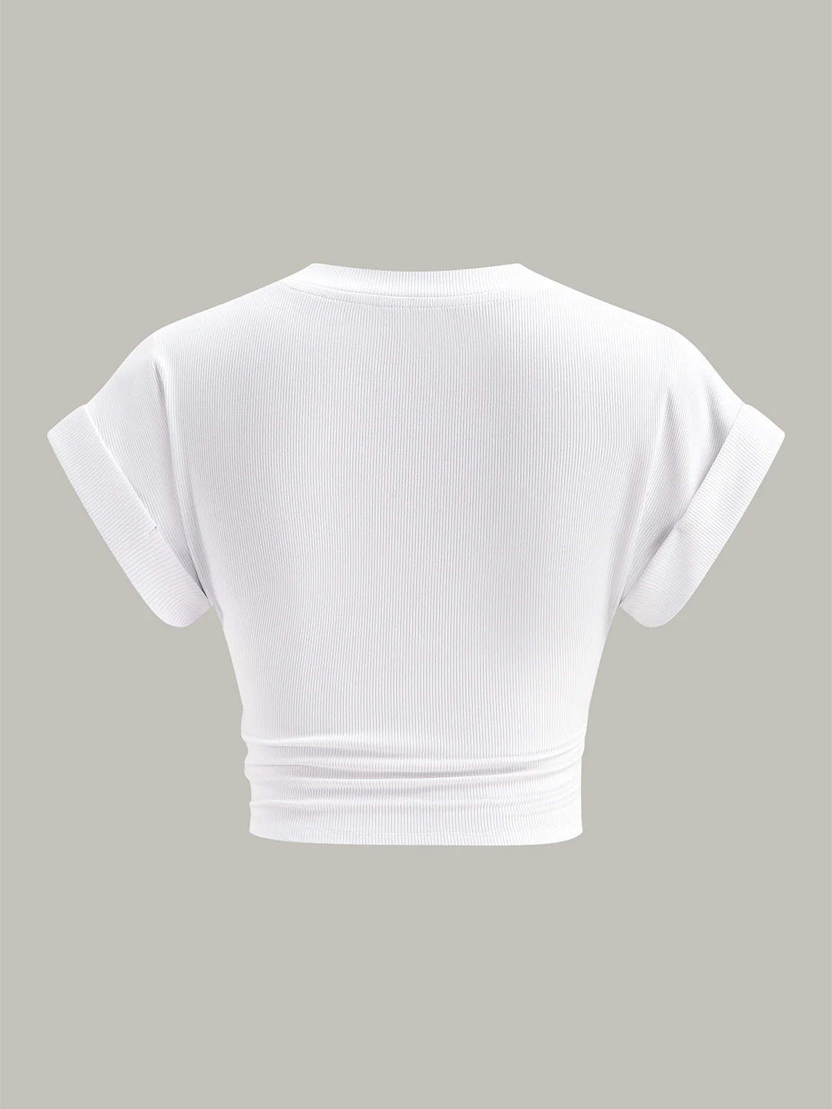 Ribbed V-Neck Knotted Crop Top - Takermore