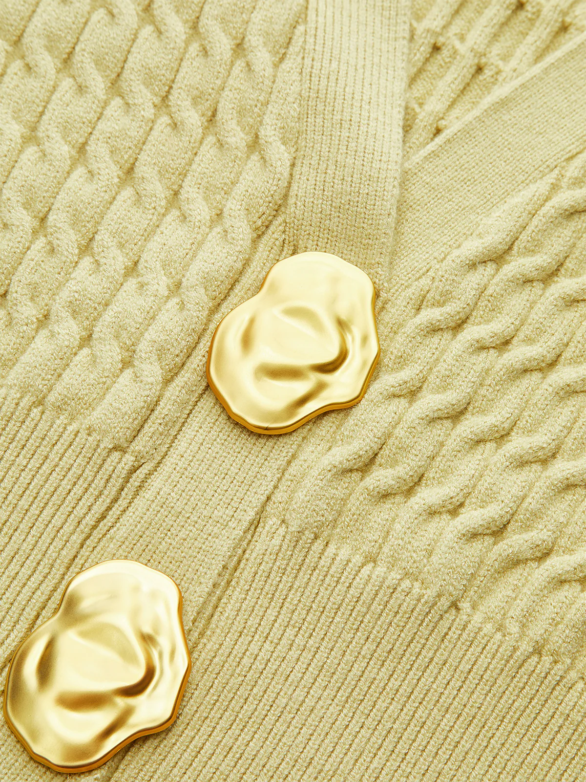 Metal Button Cable Knit Waist-Cinching Vest - Takermore