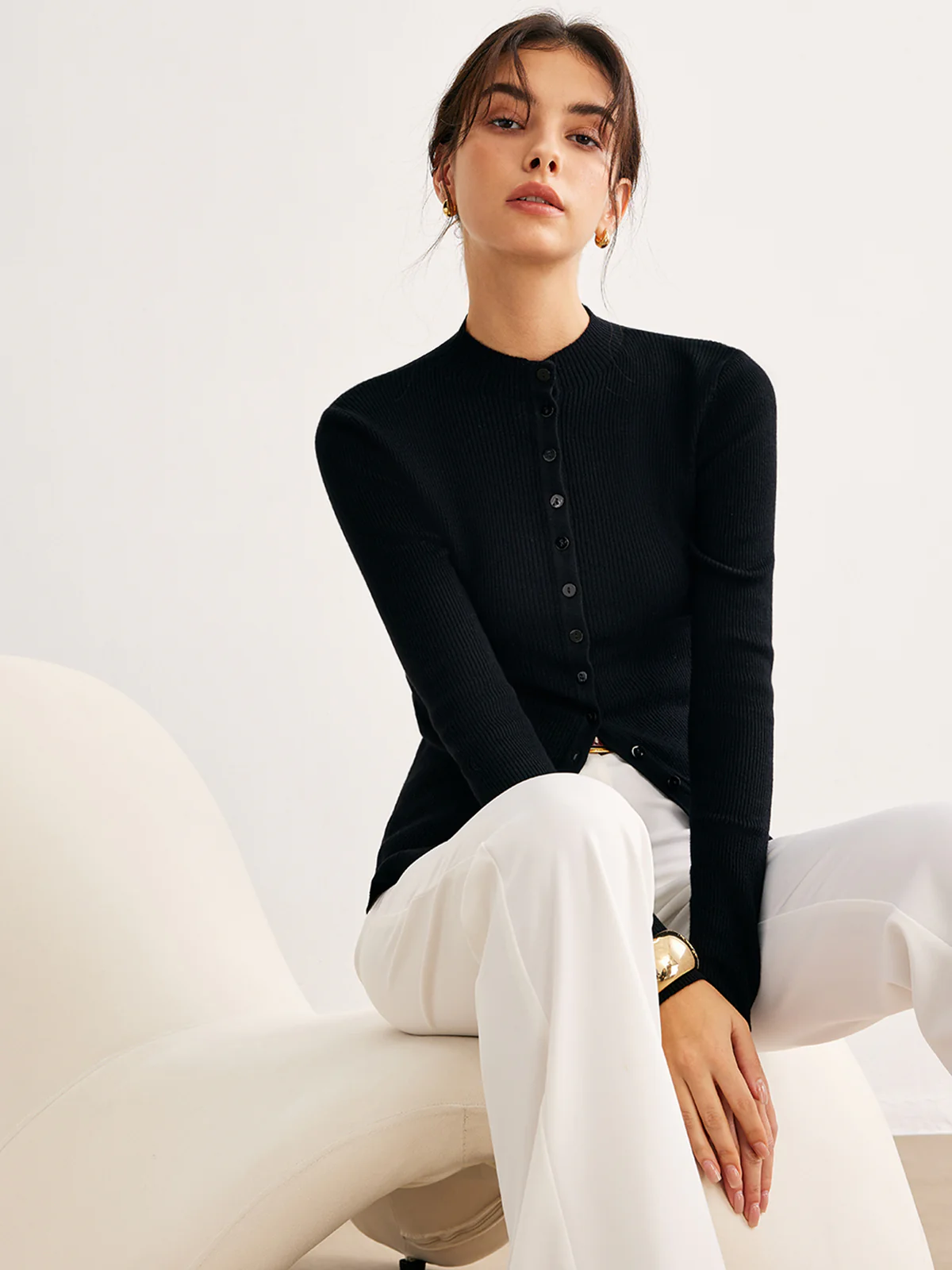 Button Down Skinny Knit Top - Takermore