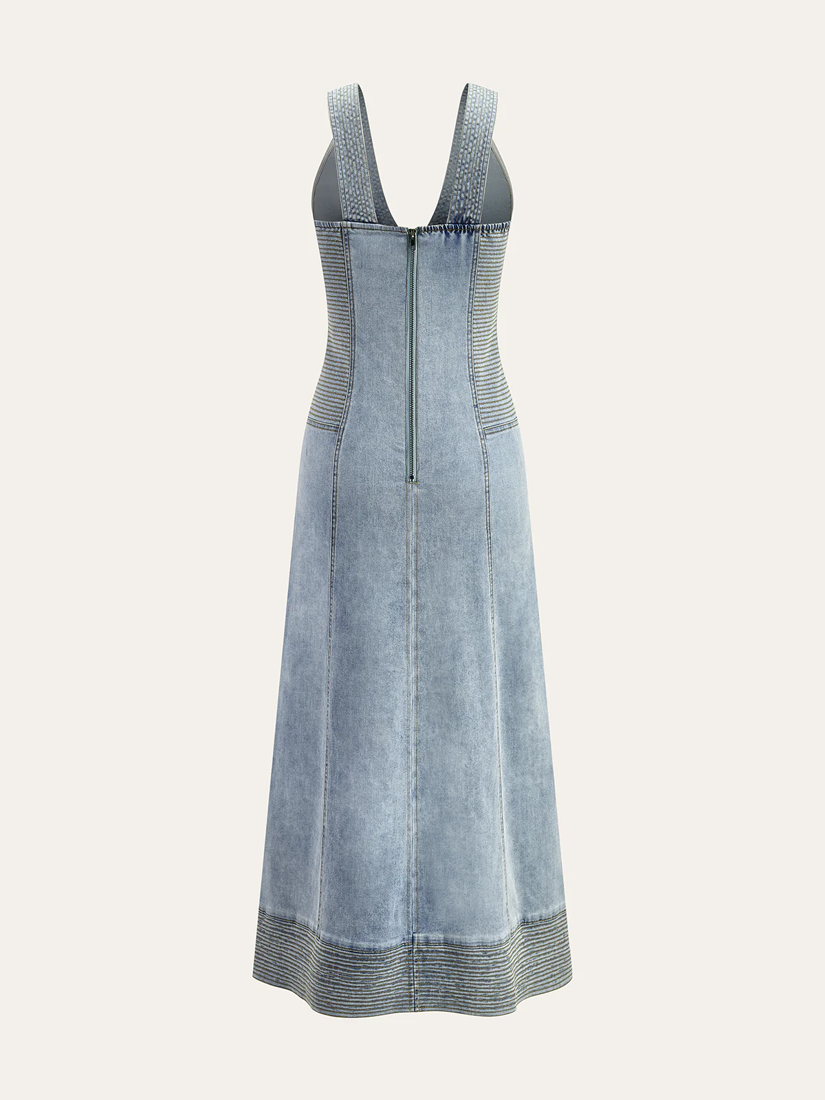 Button-Front Denim Sleeveless Dress - Takermore