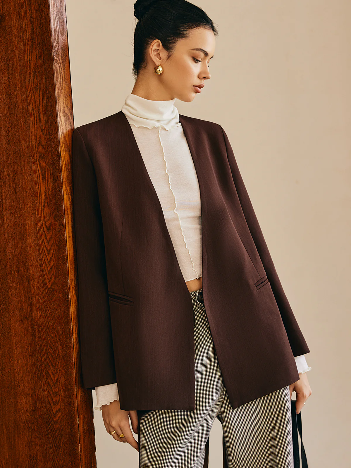 Utility V-Neck Blazer Without Belt - Takermore