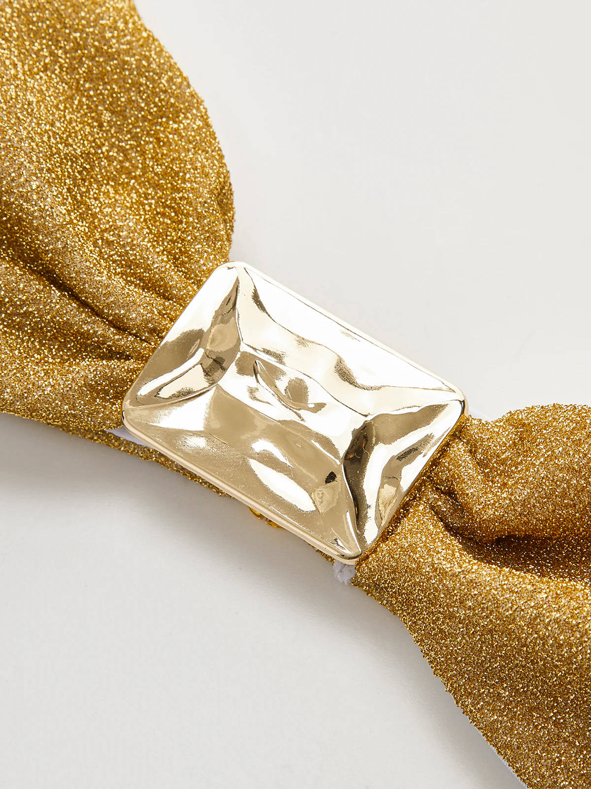 Metallic Bow Bandeau Bikini Top - Takermore