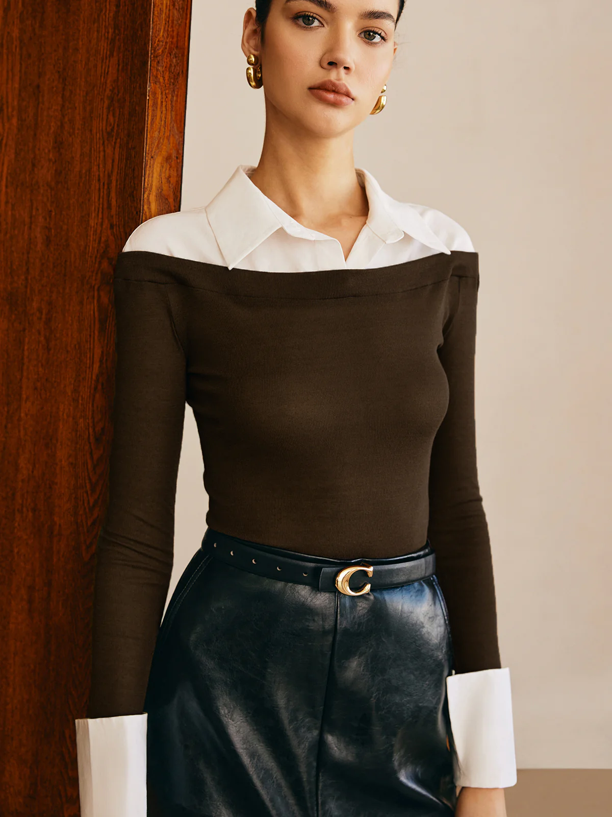 Semi-Sheer Panel Jersey Slim Top - Takermore