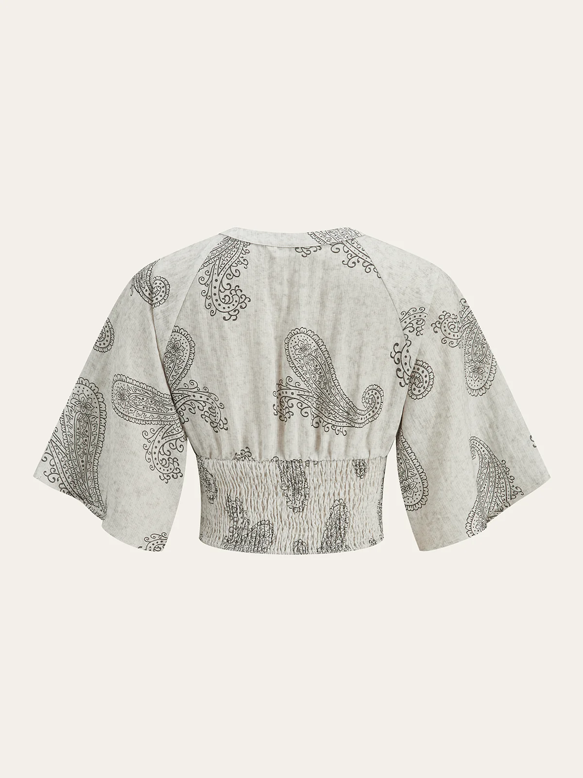 Boho Print Ruched Crop Top - Takermore