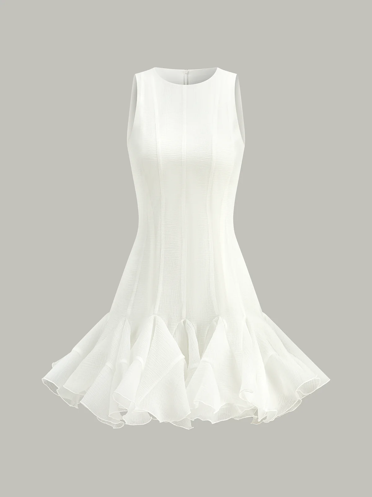 Semi-Sheer Ruffled Hem Mini Dress - Takermore