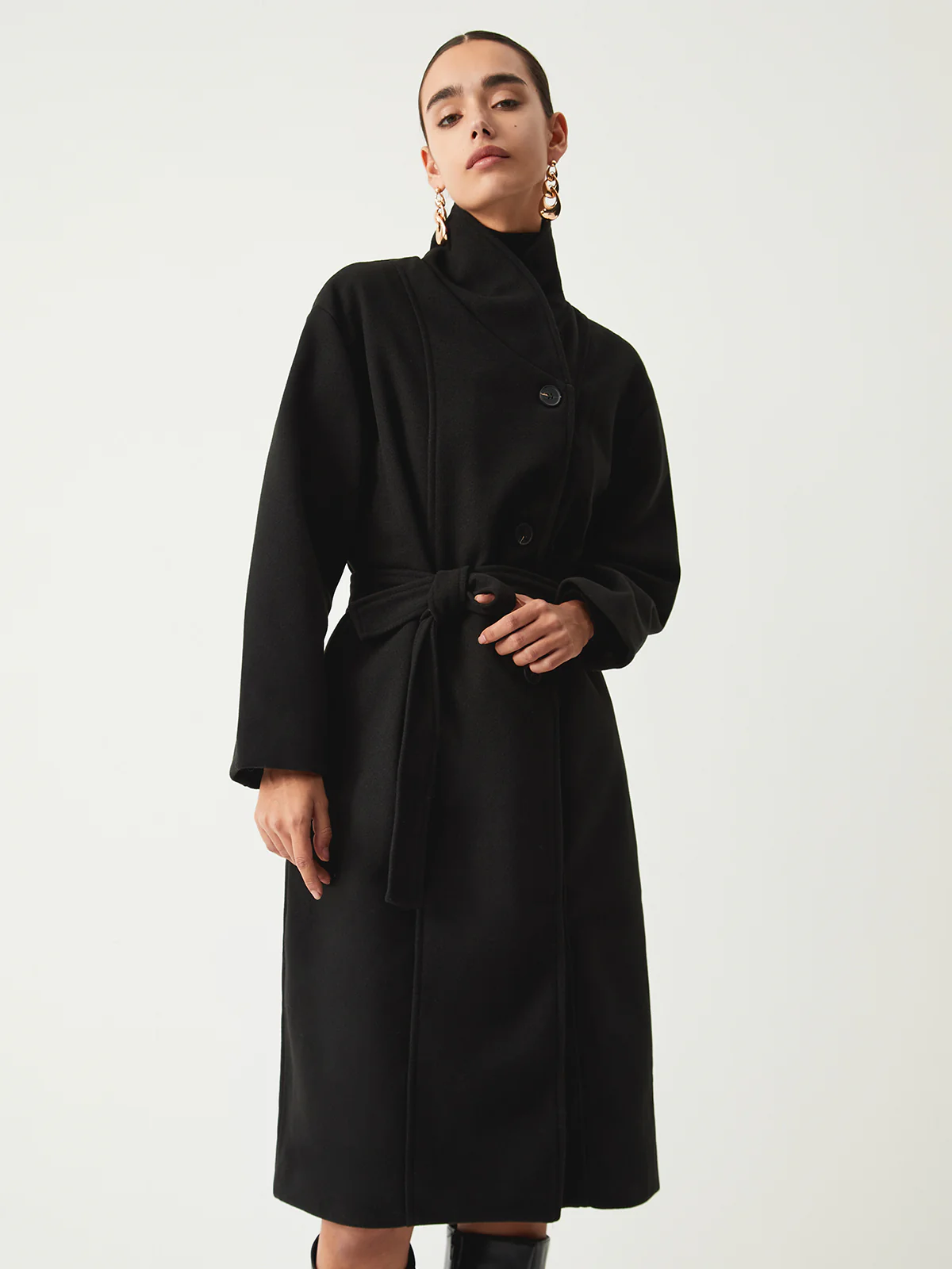 Stand Collar Longline Trench Coat - Takermore