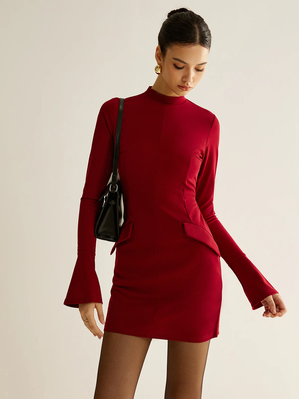 Plain Piping Short Dress - Takermore