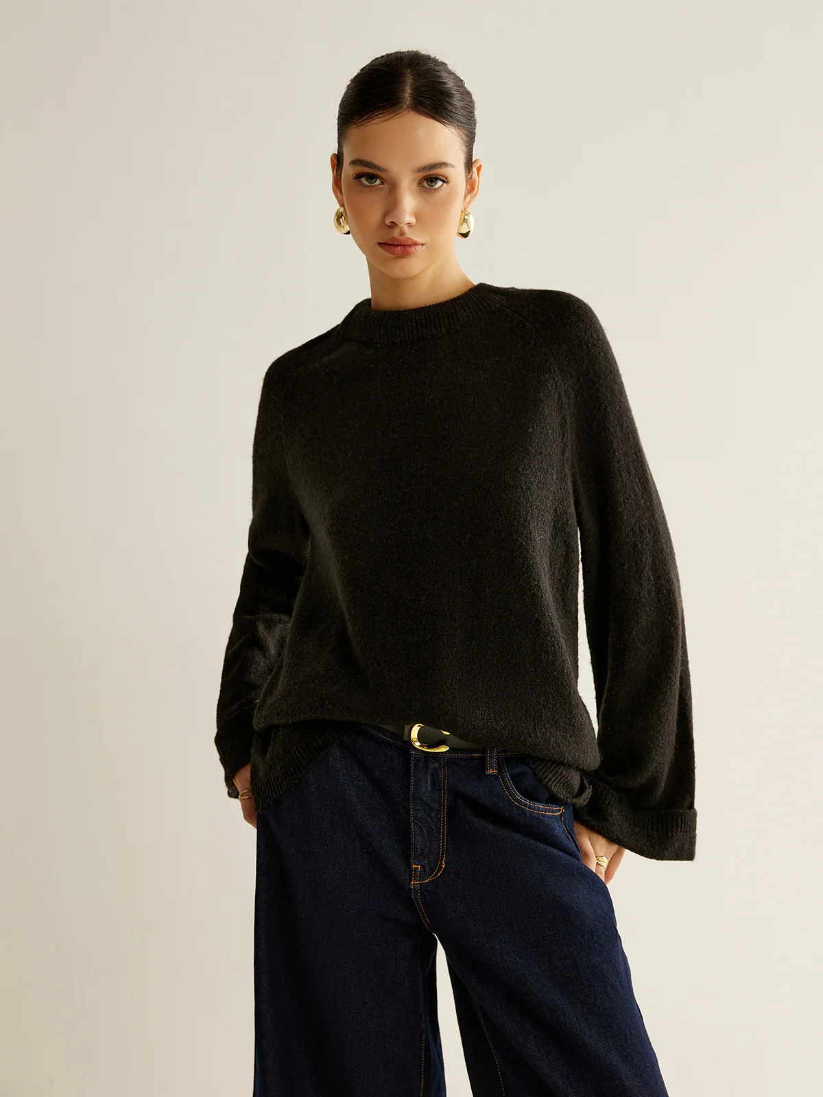 Oversized Open Back Tie Sweater - Takermore